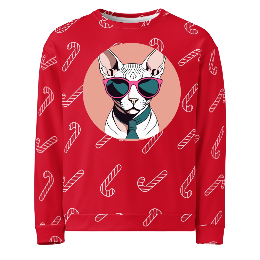 PugMug Custom White Sphynx Cat Ugly Christmas Sweatshirt