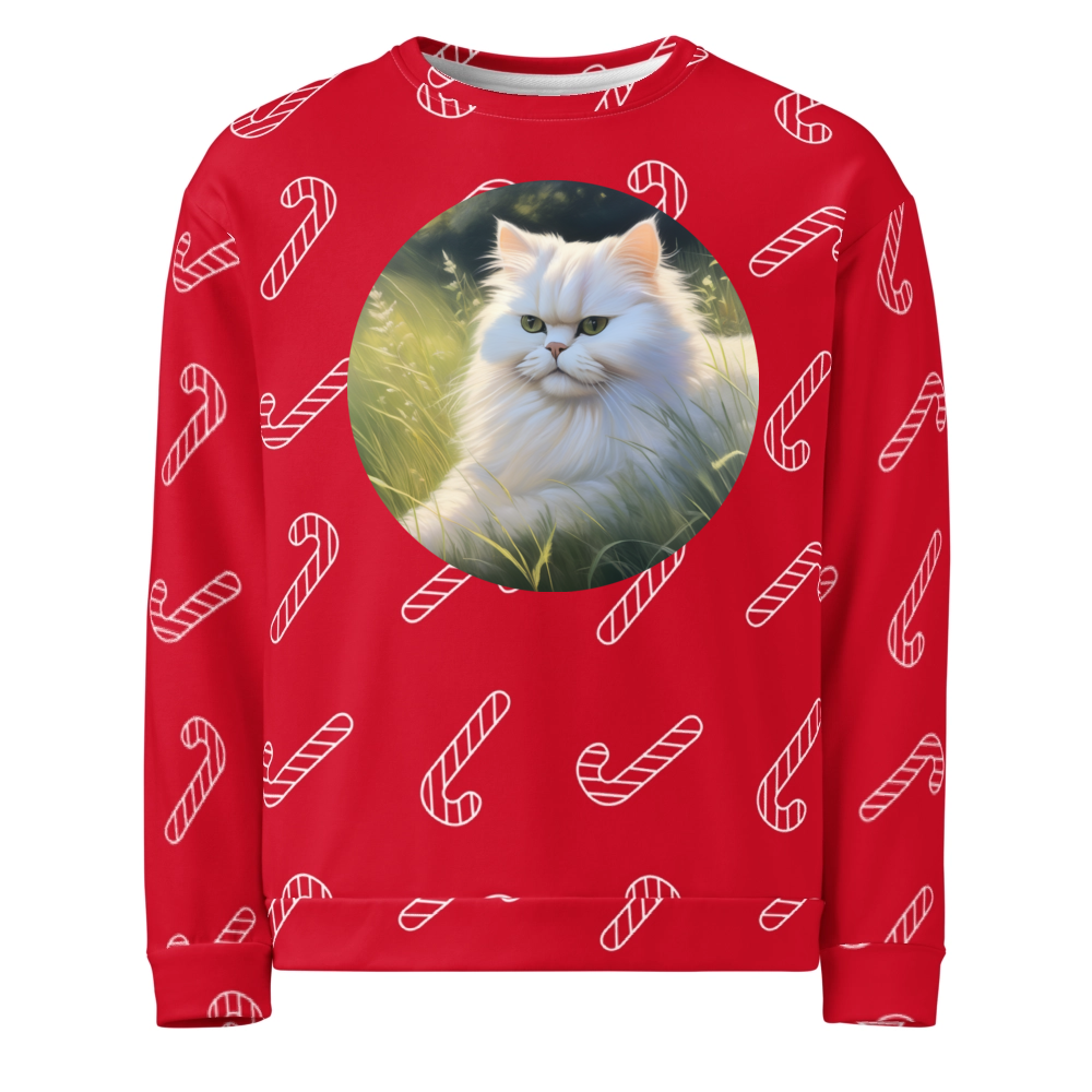 PugMug Custom White Persian Cat Ugly Christmas Sweatshirt