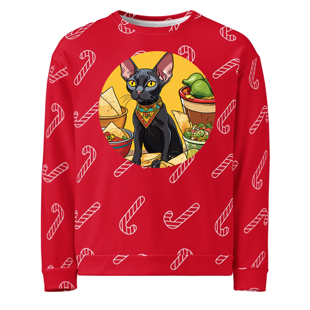 PugMug Custom Black Sphynx Cat Ugly Christmas Sweatshirt