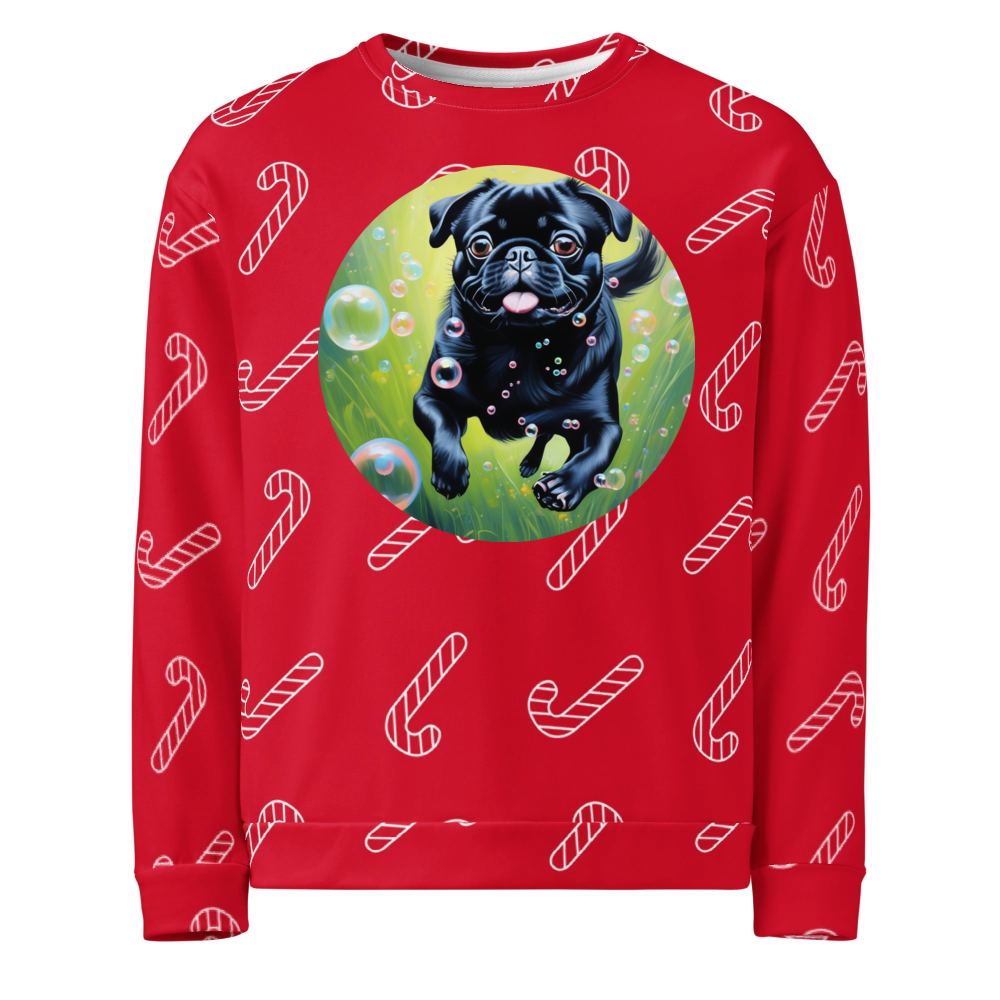PugMug Custom Black Pug Ugly Christmas Sweatshirt