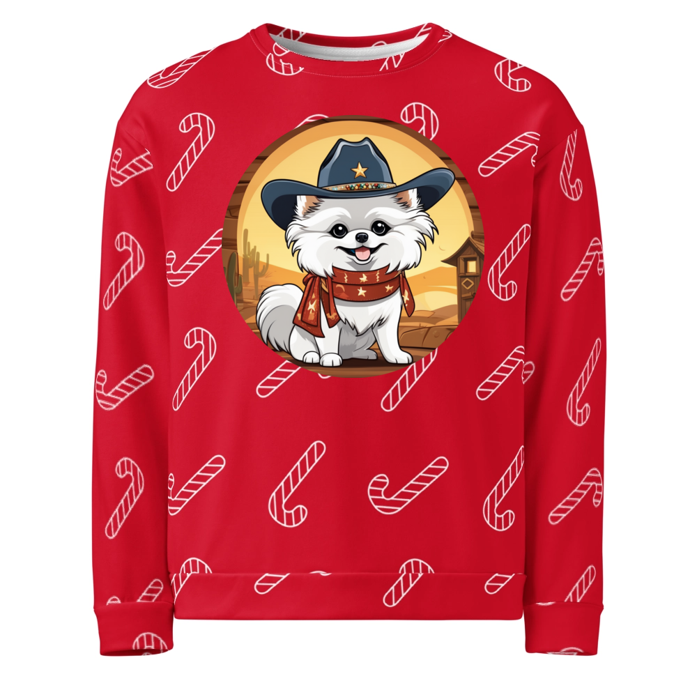 PugMug Custom White Pomeranian Ugly Christmas Sweatshirt