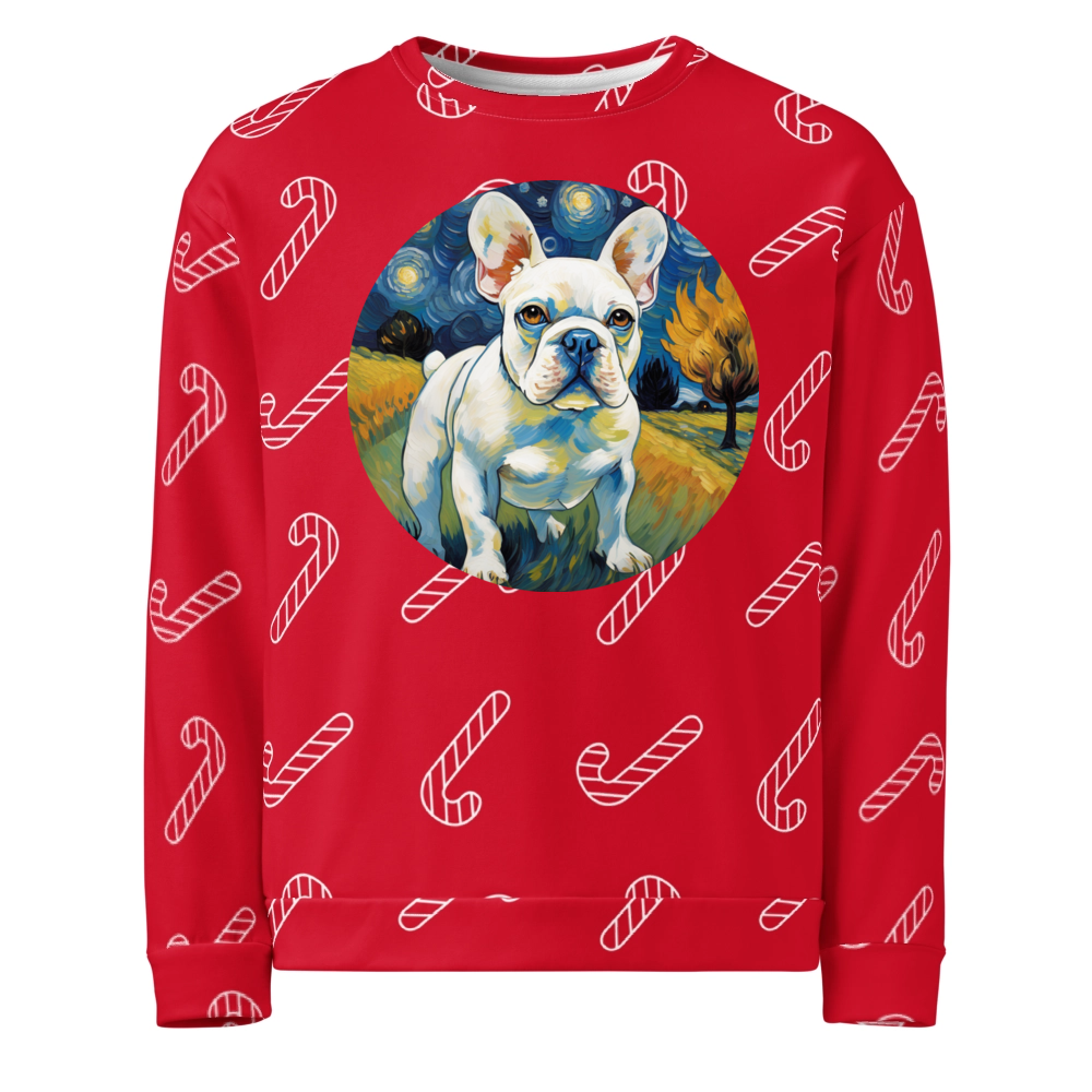 PugMug Custom White French Bulldog Ugly Christmas Sweatshirt