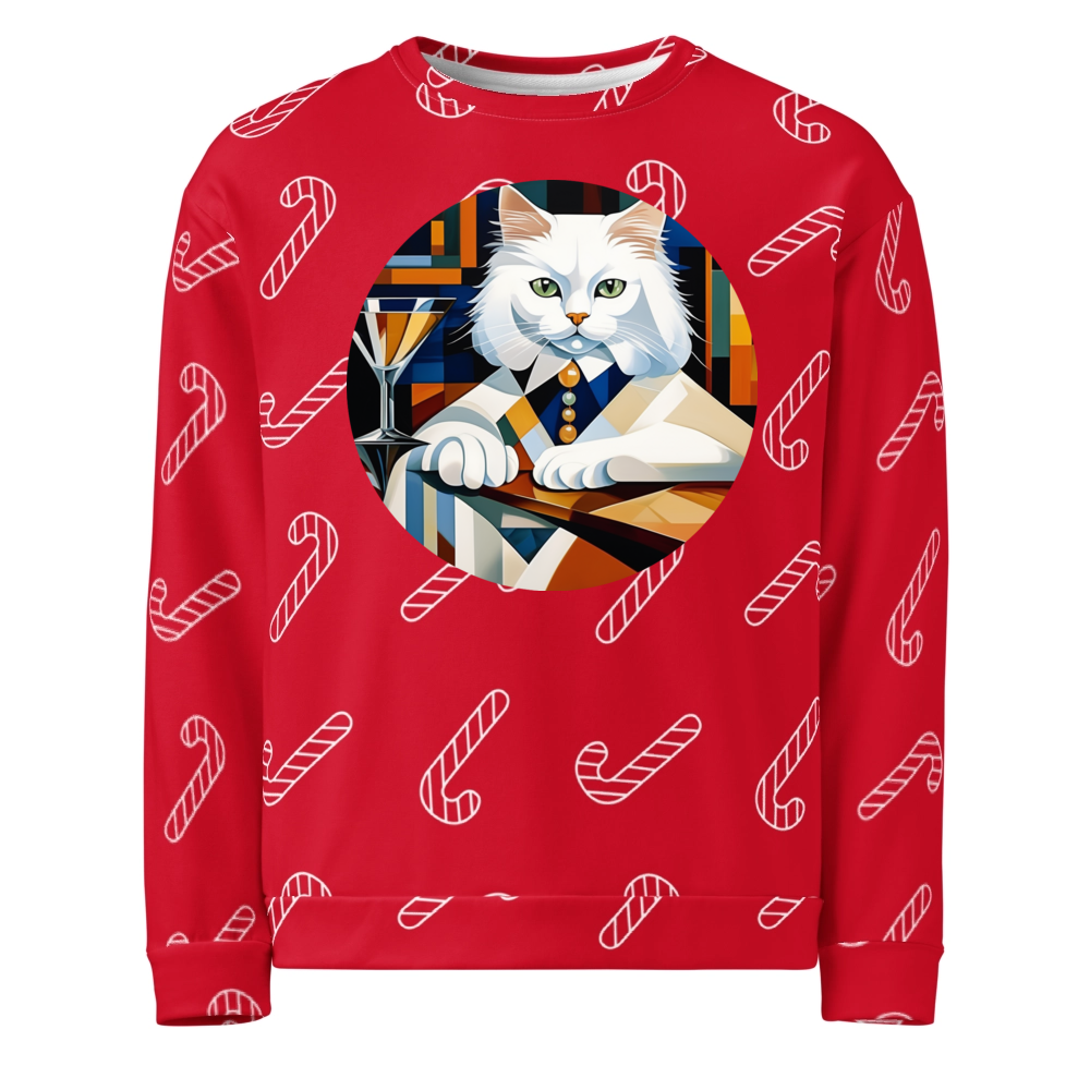 PugMug Custom White Persian Cat Ugly Christmas Sweatshirt