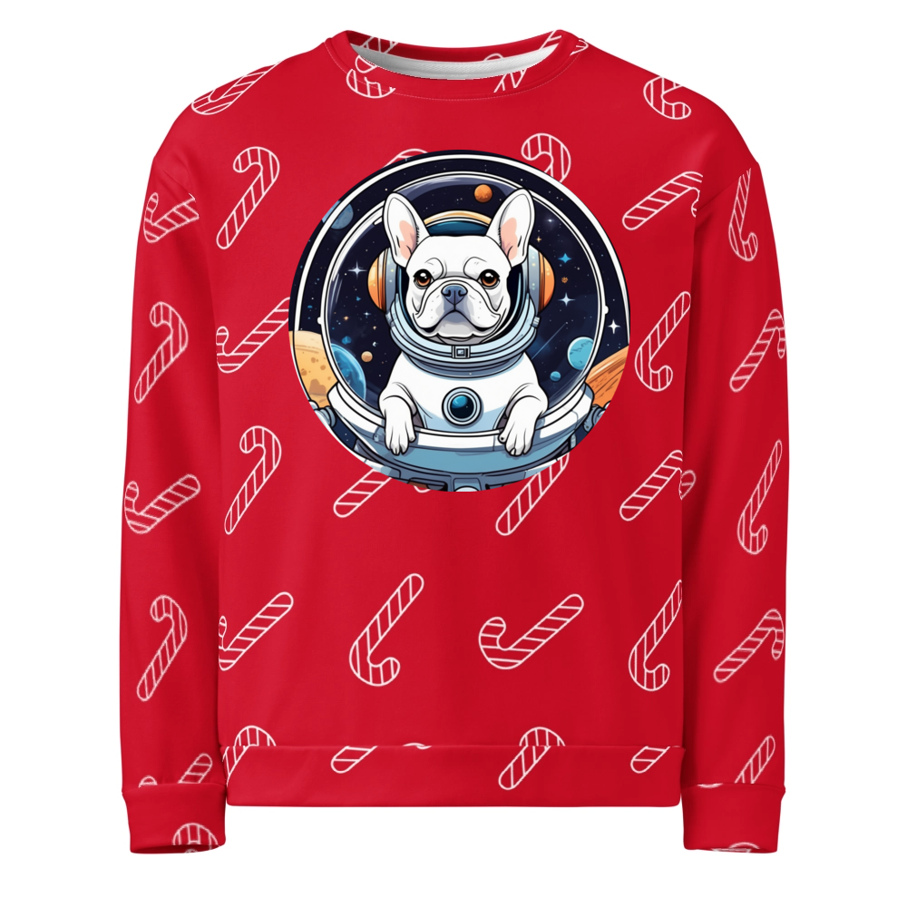 PugMug Custom White French Bulldog Ugly Christmas Sweatshirt