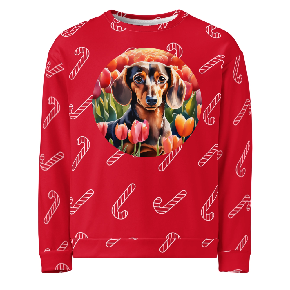 PugMug Custom Tan Dachshund Ugly Christmas Sweatshirt