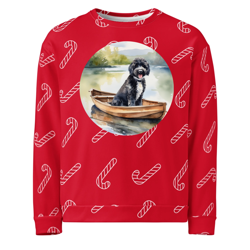 PugMug Custom Portuguese Water Dog Ugly Christmas Sweatshirt