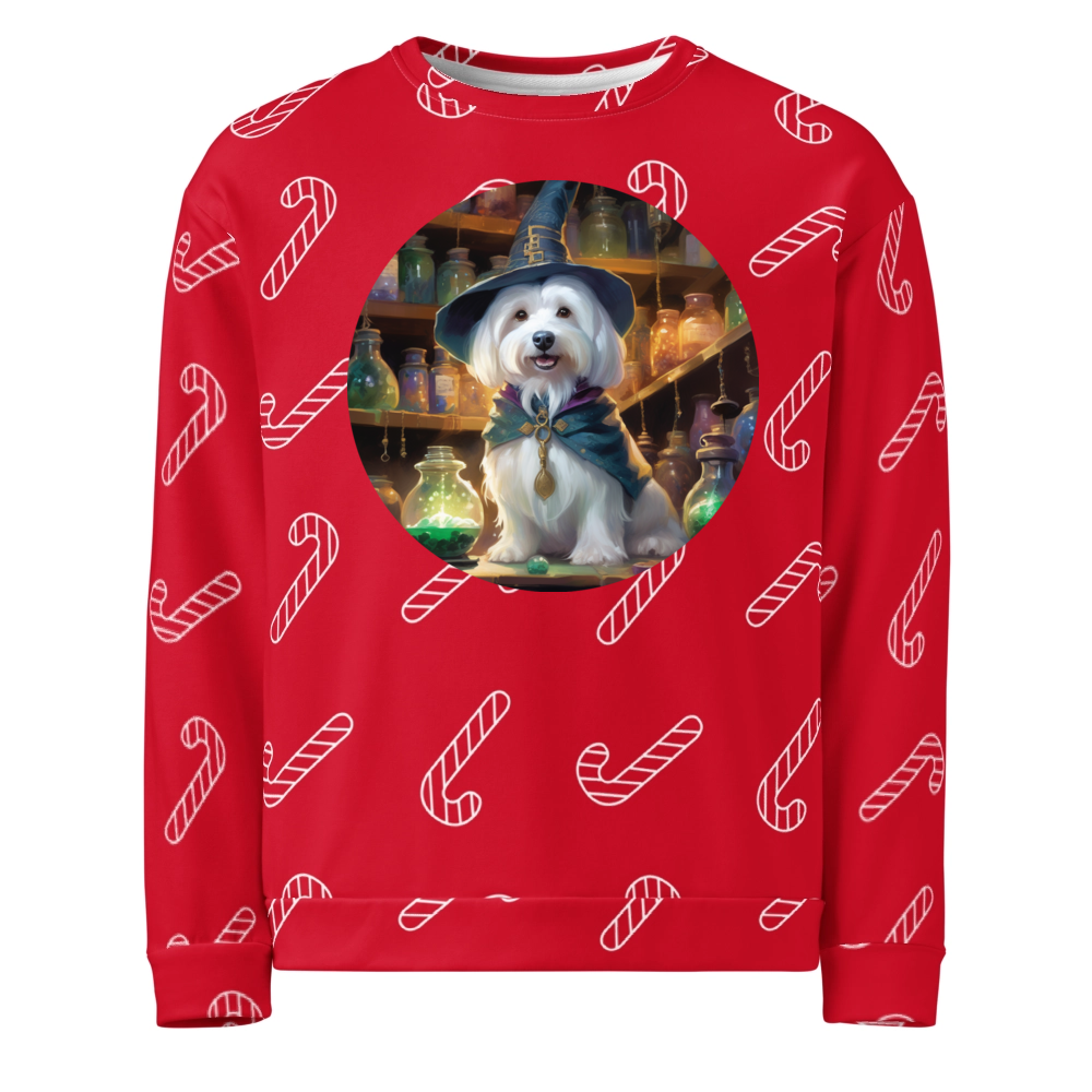 PugMug Custom White Havanese Dog Ugly Christmas Sweatshirt