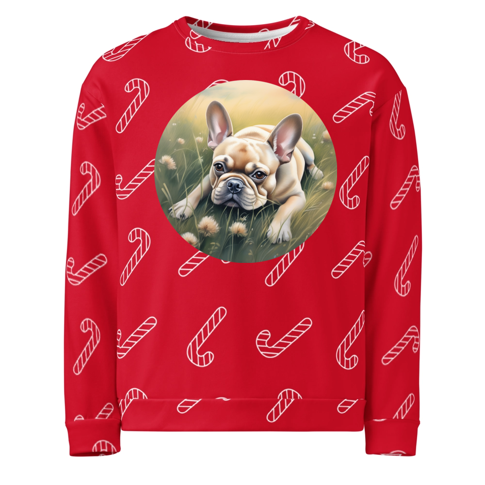 PugMug Custom Tan French Bulldog Ugly Christmas Sweatshirt