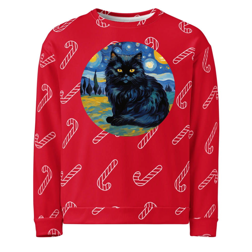 PugMug Custom Black Persian Cat Ugly Christmas Sweatshirt