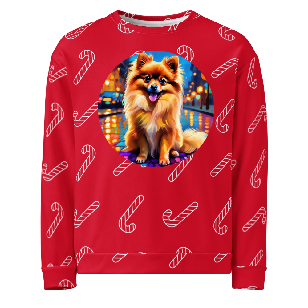 PugMug Custom Tan Pomeranian Ugly Christmas Sweatshirt