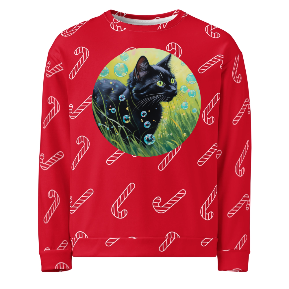 PugMug Custom Black Companion Cat Ugly Christmas Sweatshirt