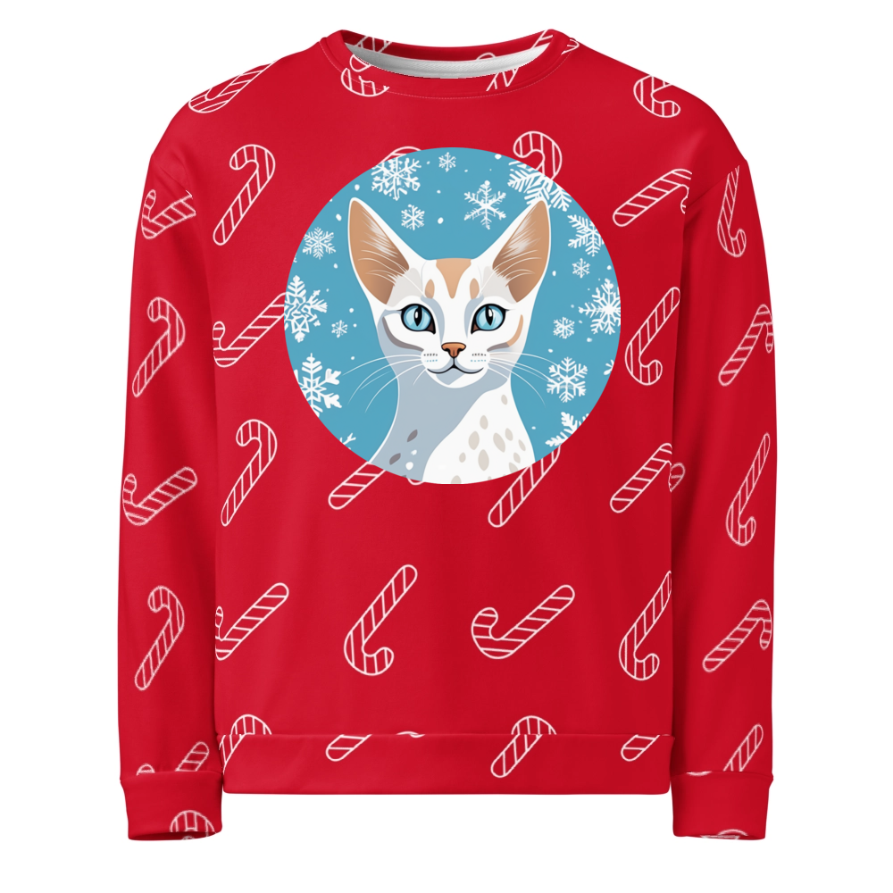 PugMug Custom White Abyssinian Cat Ugly Christmas Sweatshirt