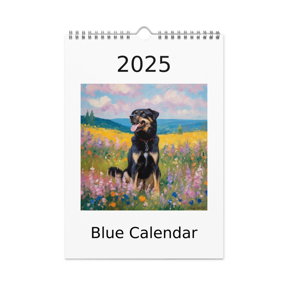 PugMug Custom Blue Wall Calendar (2026)
