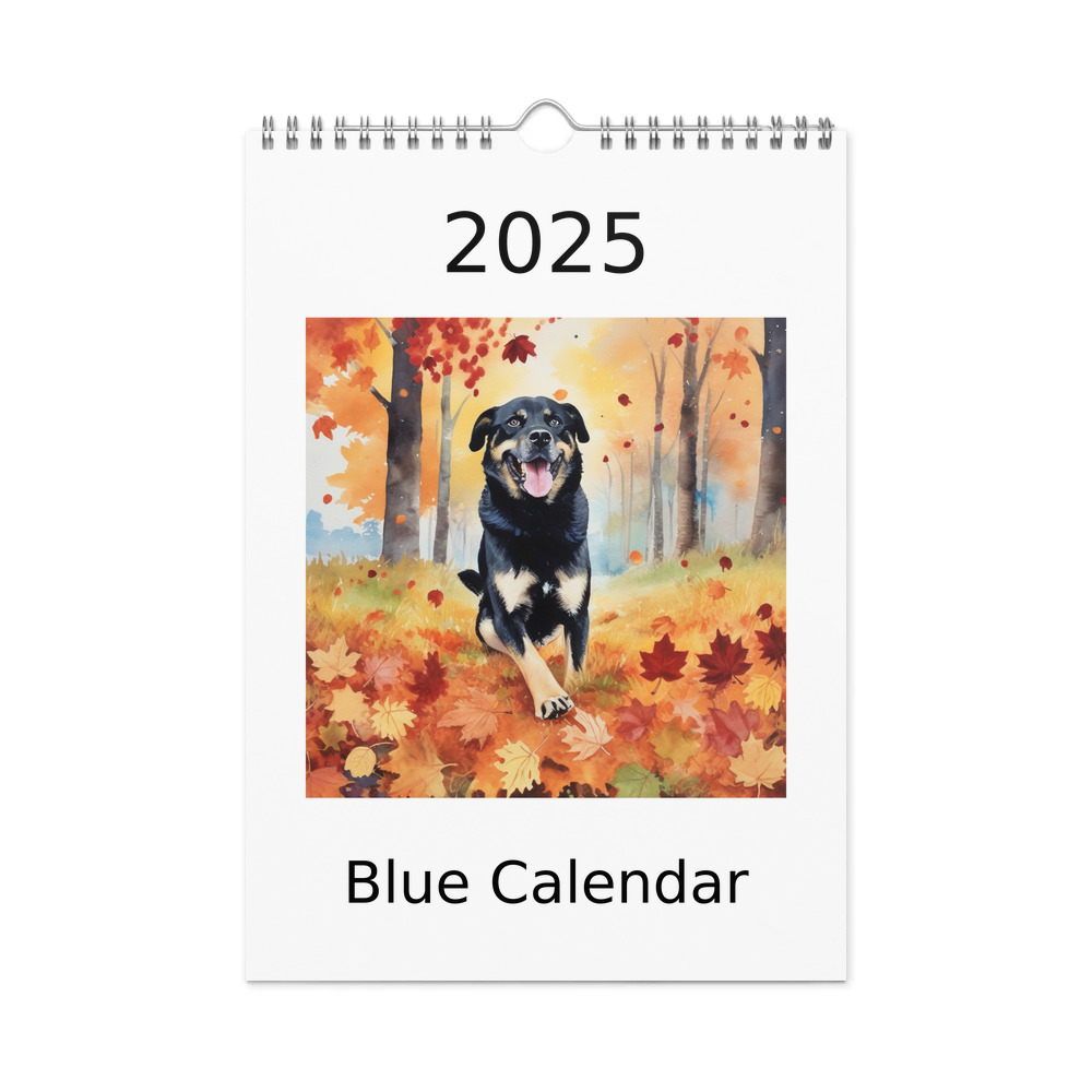 PugMug Custom Blue Wall Calendar (2026)