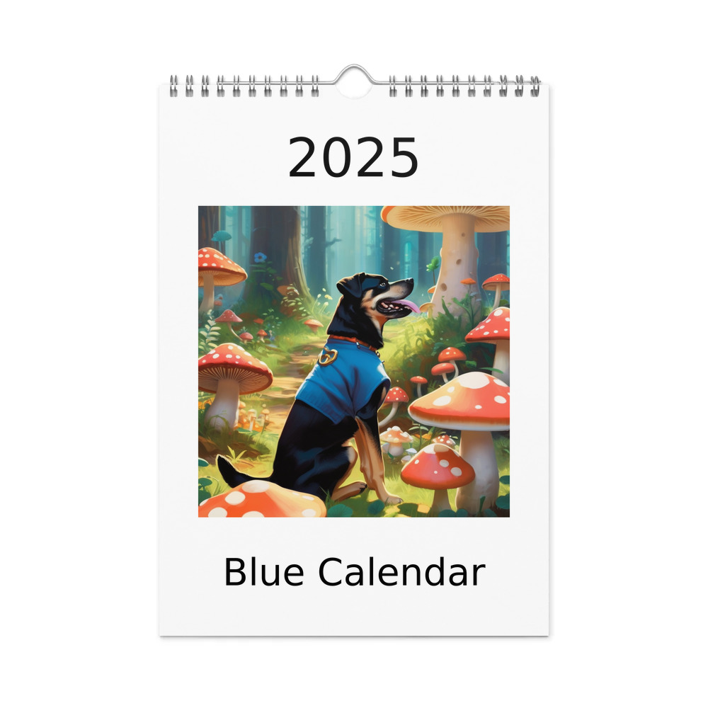 PugMug Custom Blue Wall Calendar (2026)