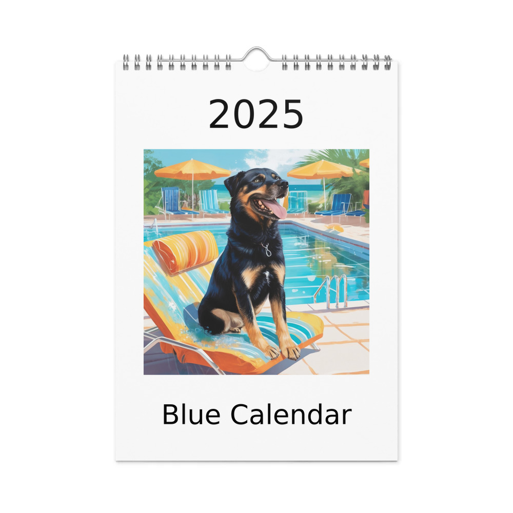 PugMug Custom Blue Wall Calendar (2026)