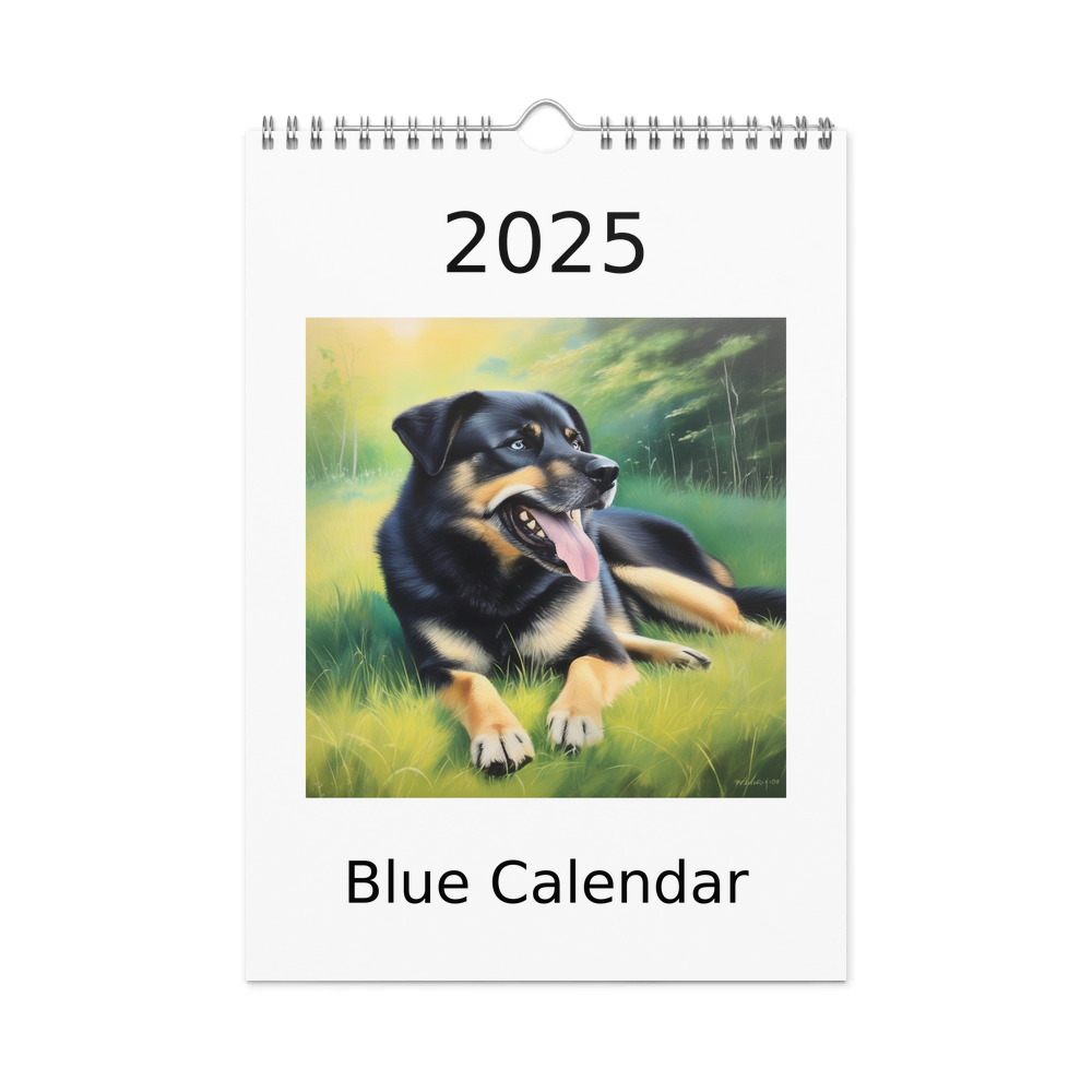 PugMug Custom Blue Wall Calendar (2026)