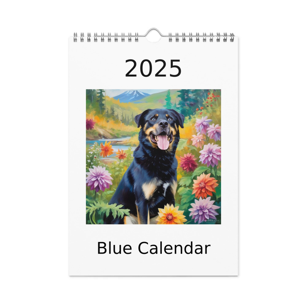 PugMug Custom Blue Wall Calendar (2026)