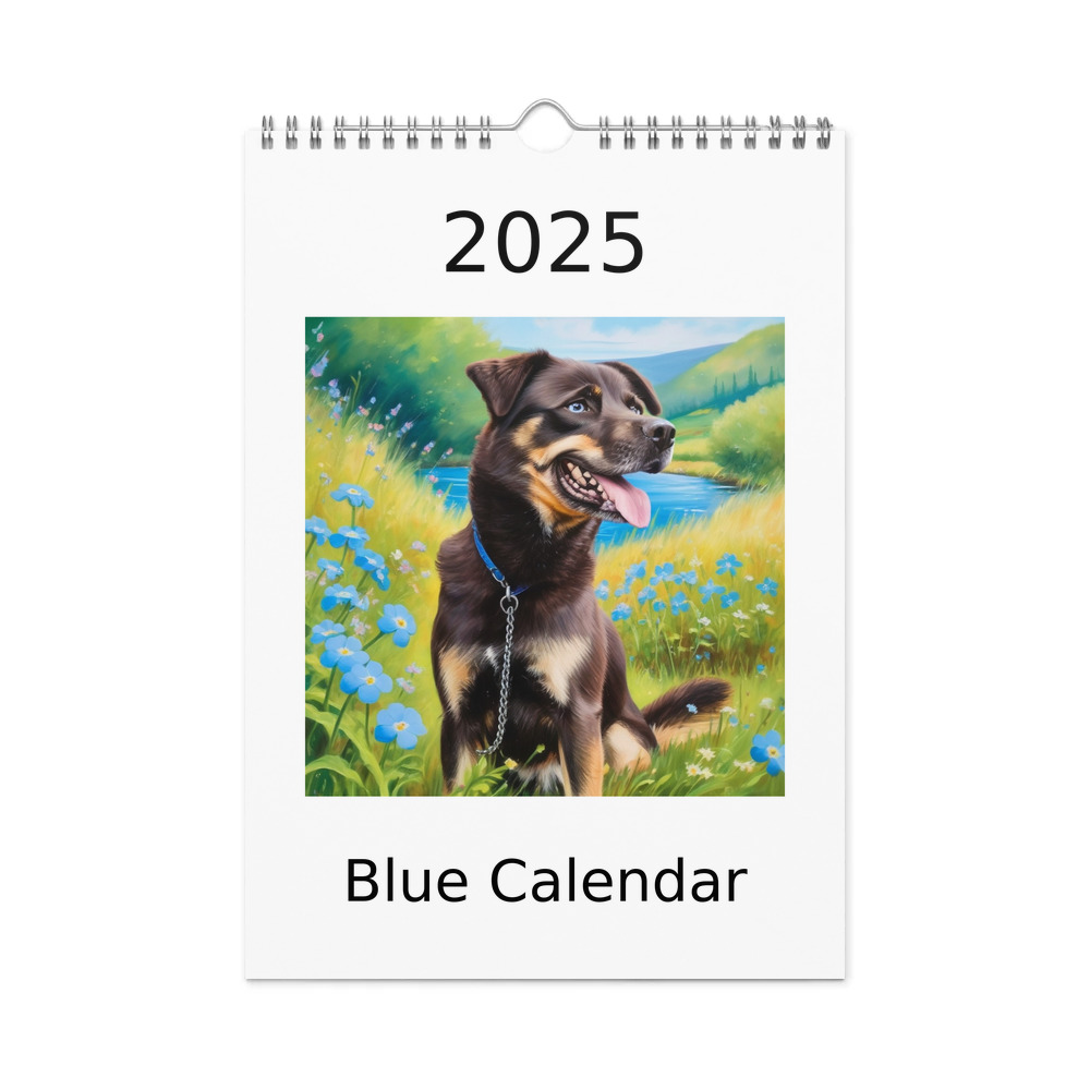 PugMug Custom Blue Wall Calendar (2026)