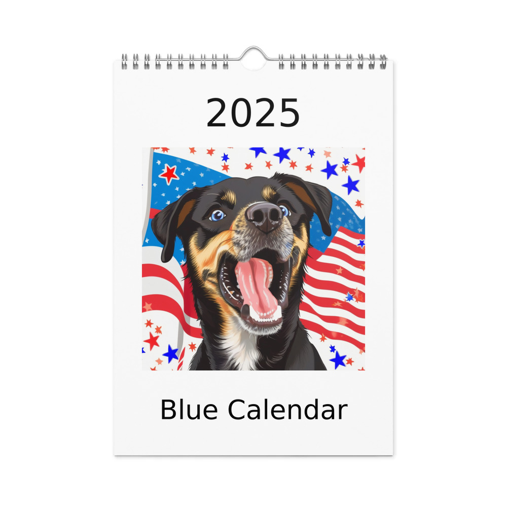 PugMug Custom Blue Wall Calendar (2026)