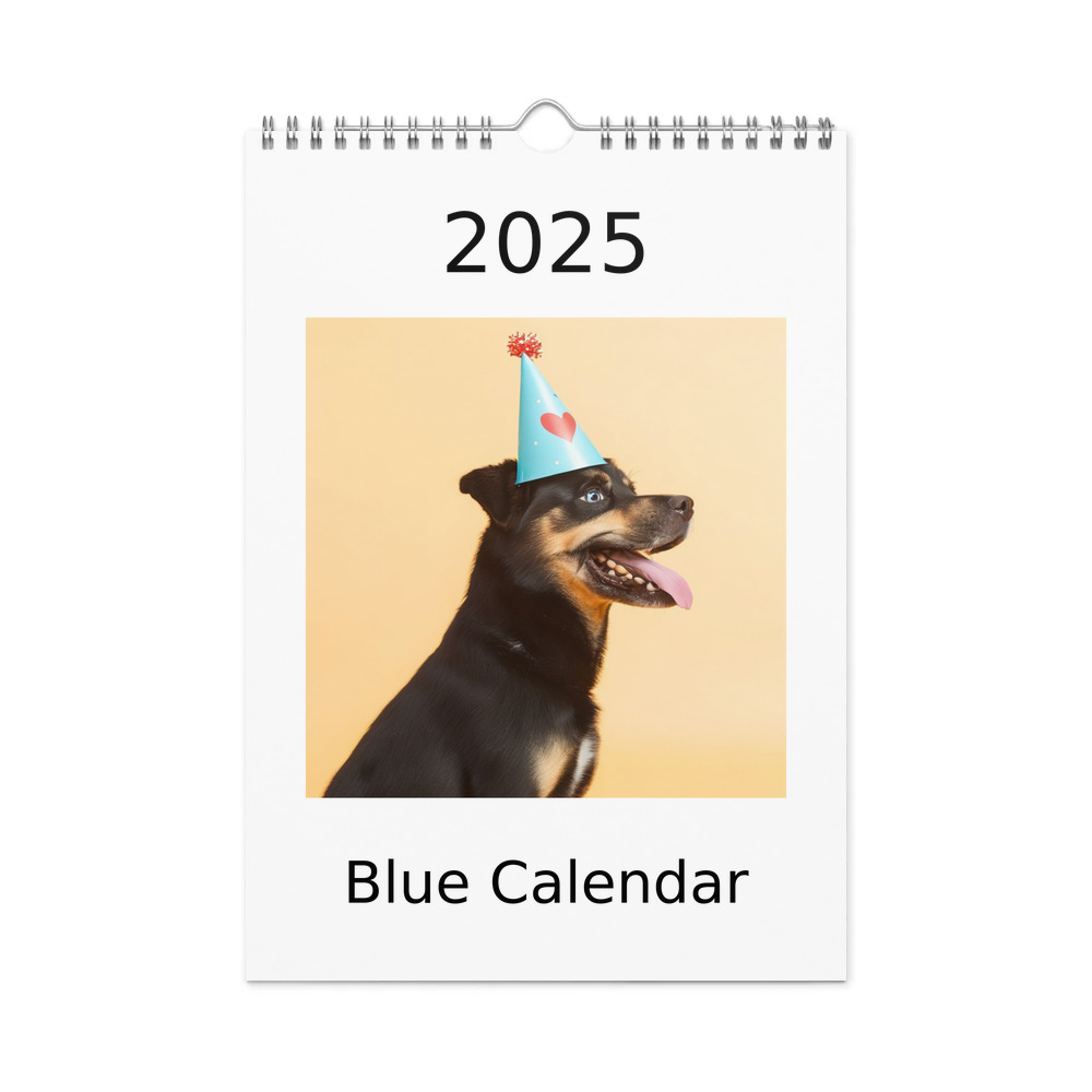 PugMug Custom Blue Wall Calendar (2026)