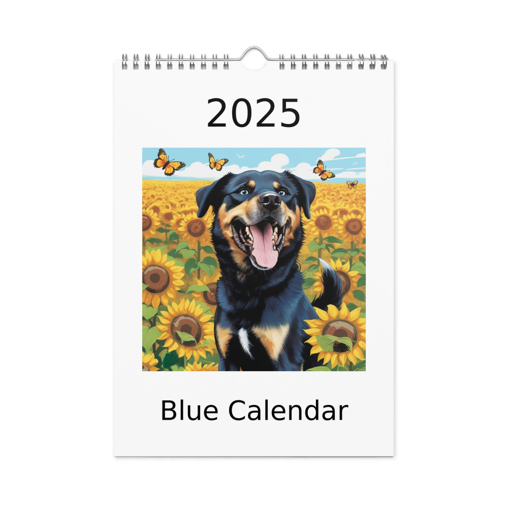 PugMug Custom Blue Wall Calendar (2026)