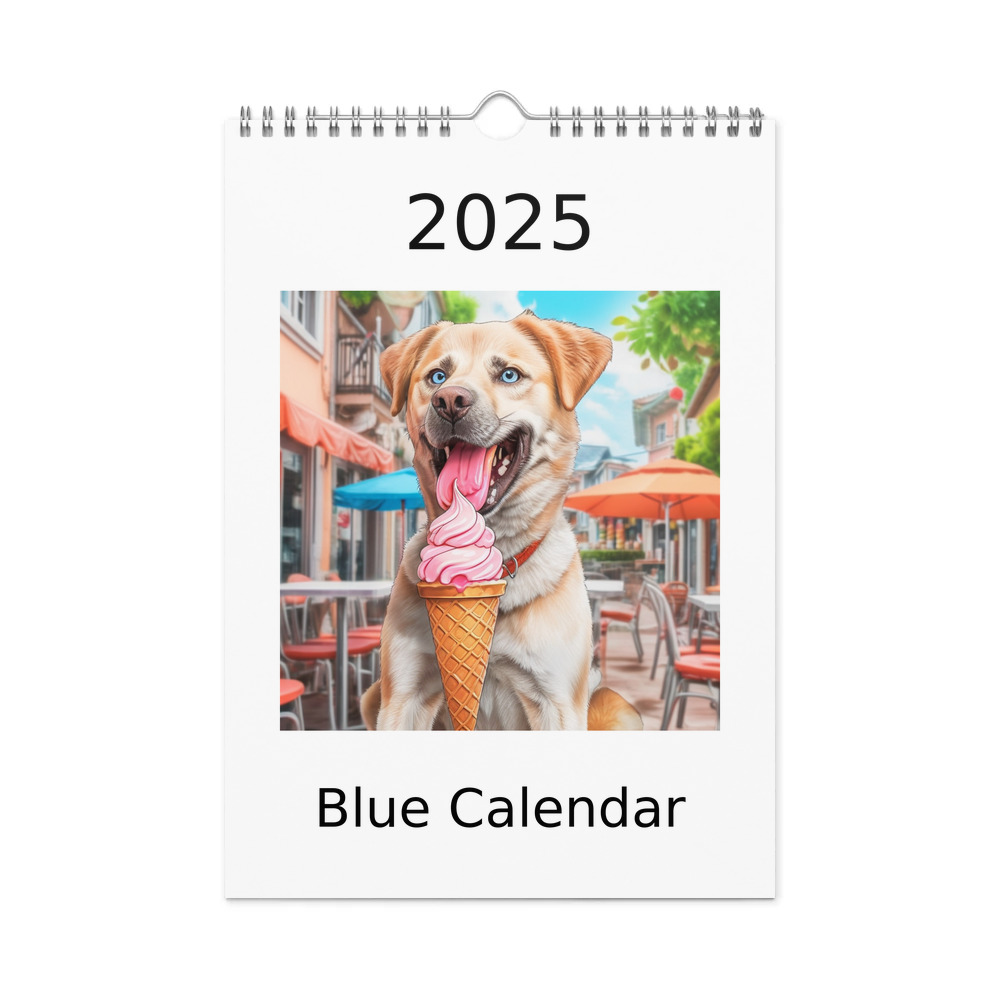 PugMug Custom Blue Wall Calendar (2026)