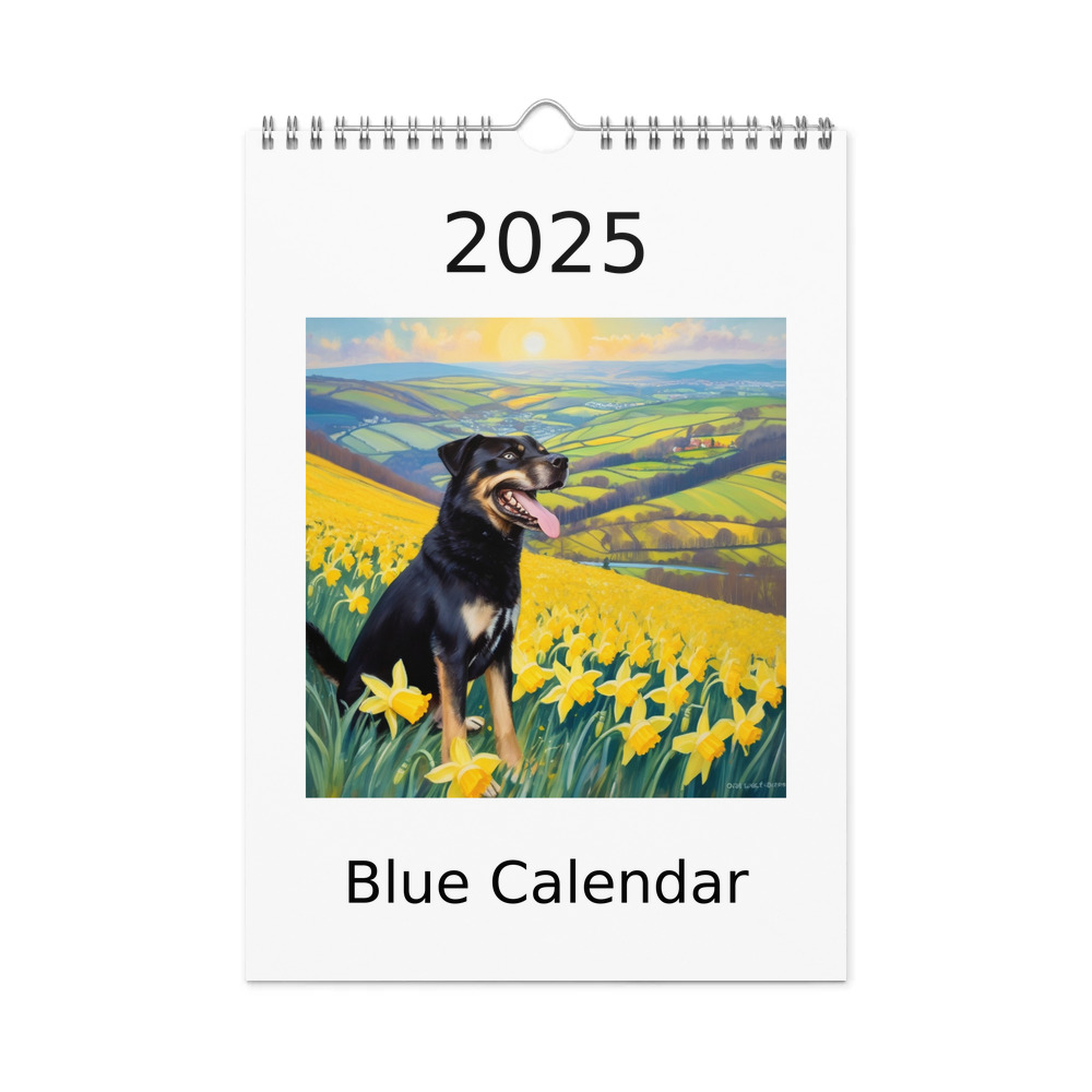 PugMug Custom Blue Wall Calendar (2026)