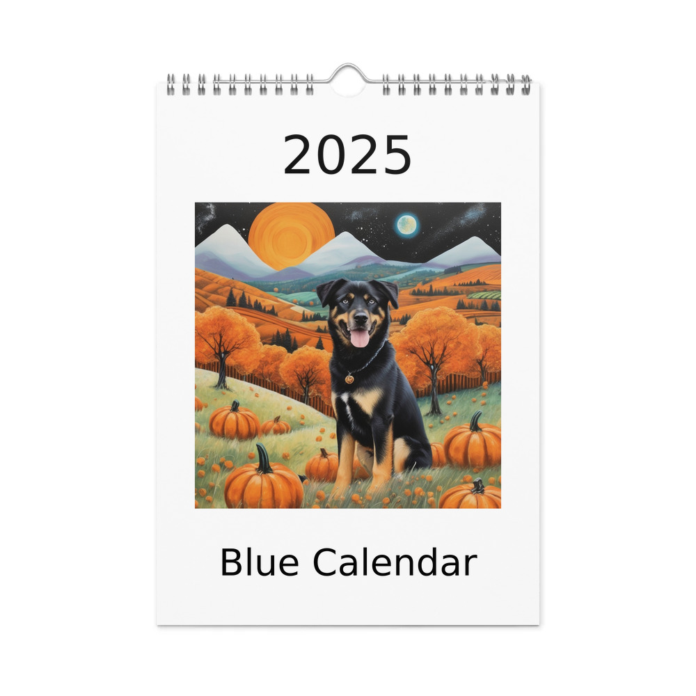 PugMug Custom Blue Wall Calendar (2026)