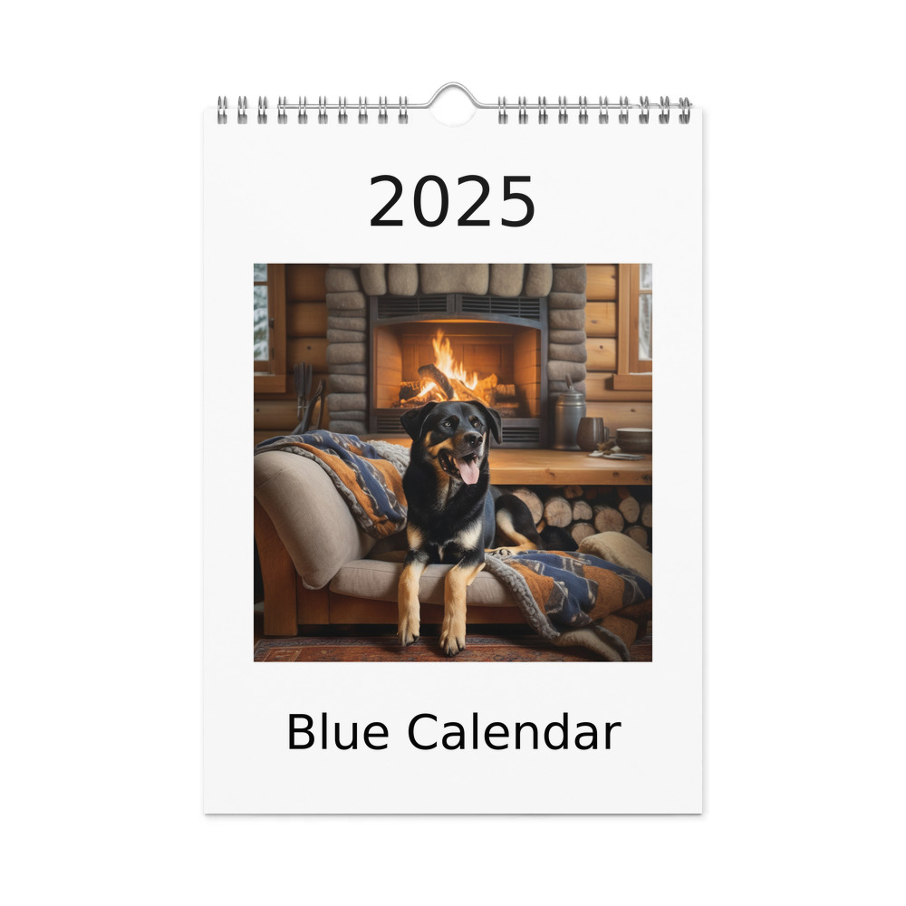 PugMug Custom Blue Wall Calendar (2026)
