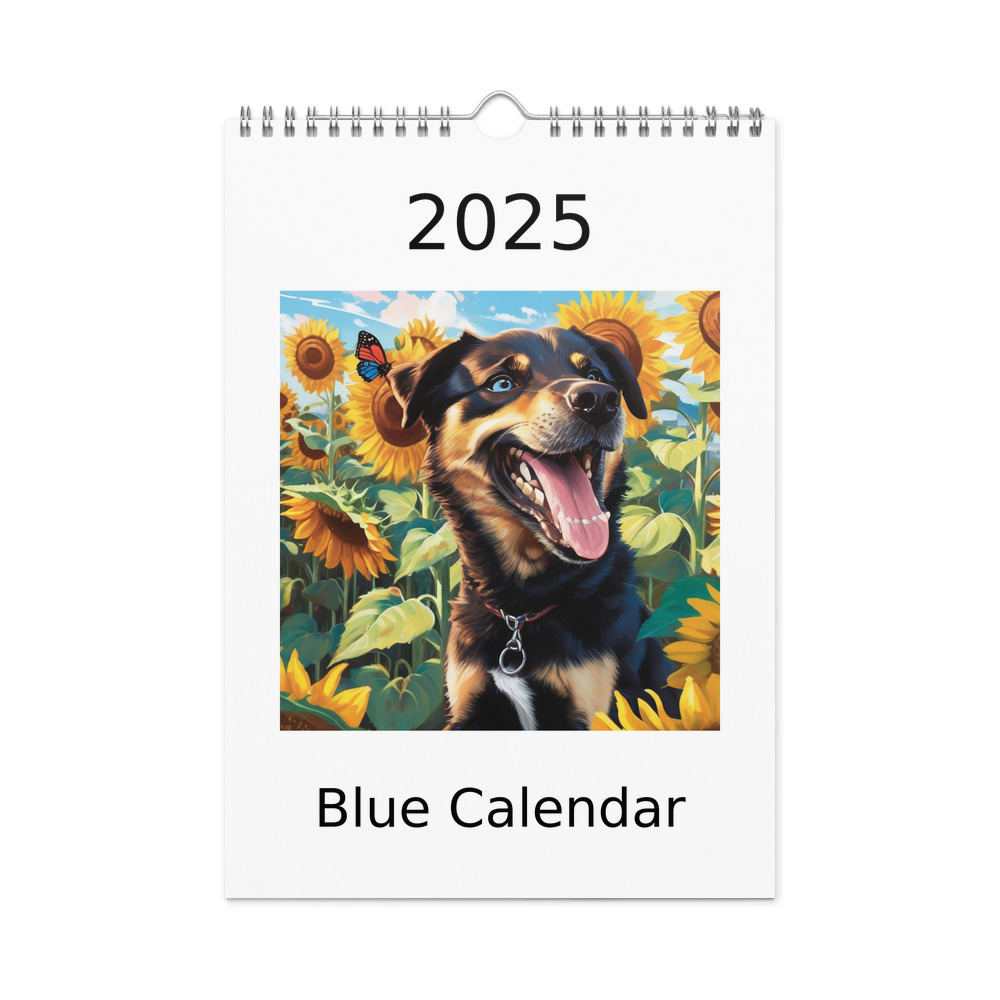 PugMug Custom Blue Wall Calendar (2026)
