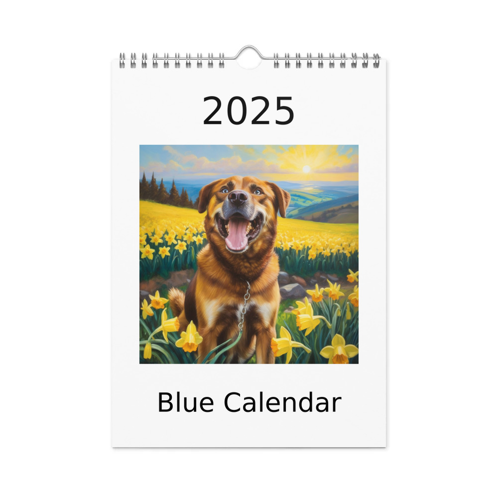 PugMug Custom Blue Wall Calendar (2026)