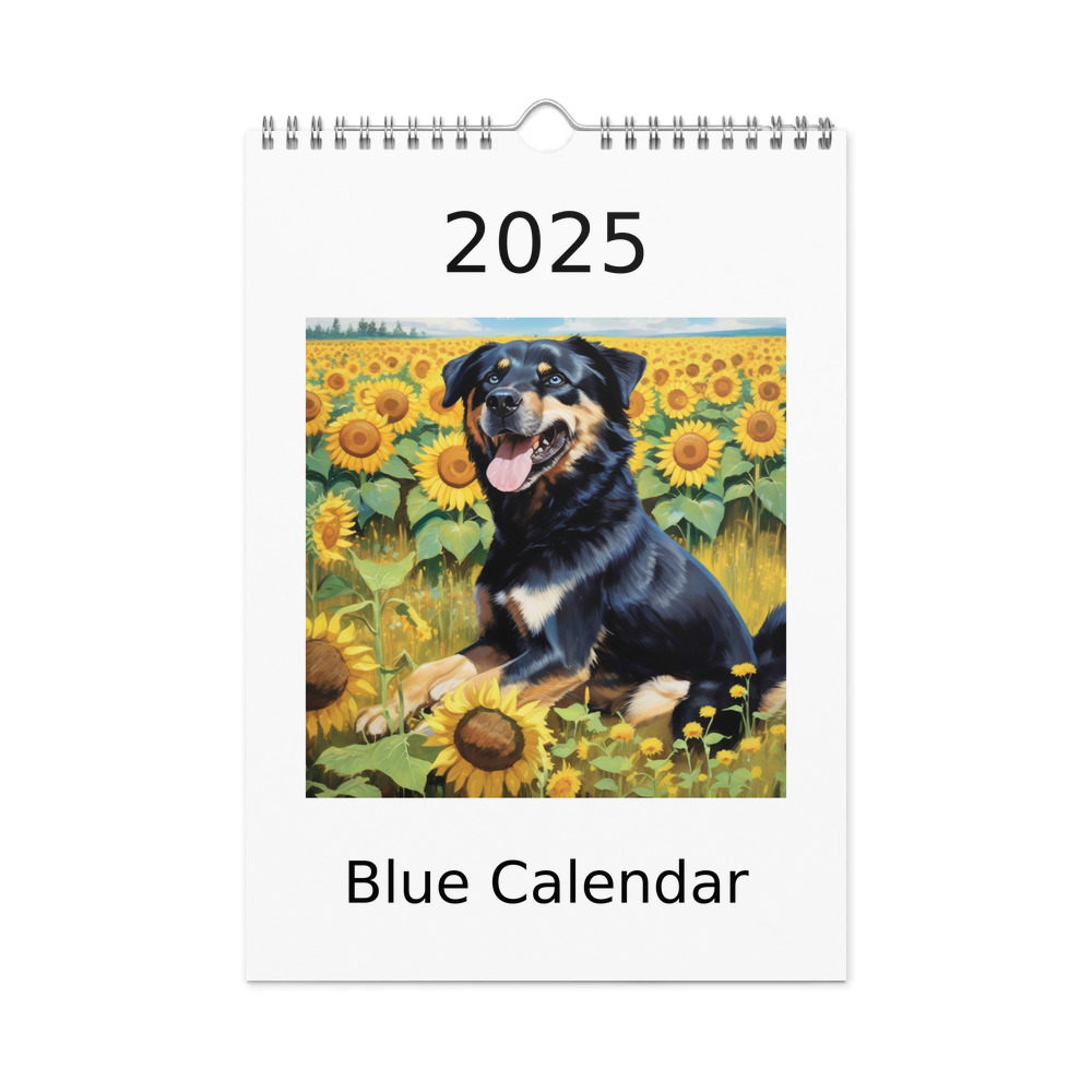 PugMug Custom Blue Wall Calendar (2026)