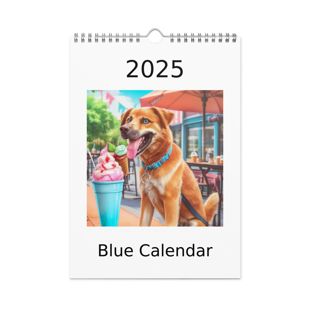 PugMug Custom Blue Wall Calendar (2026)