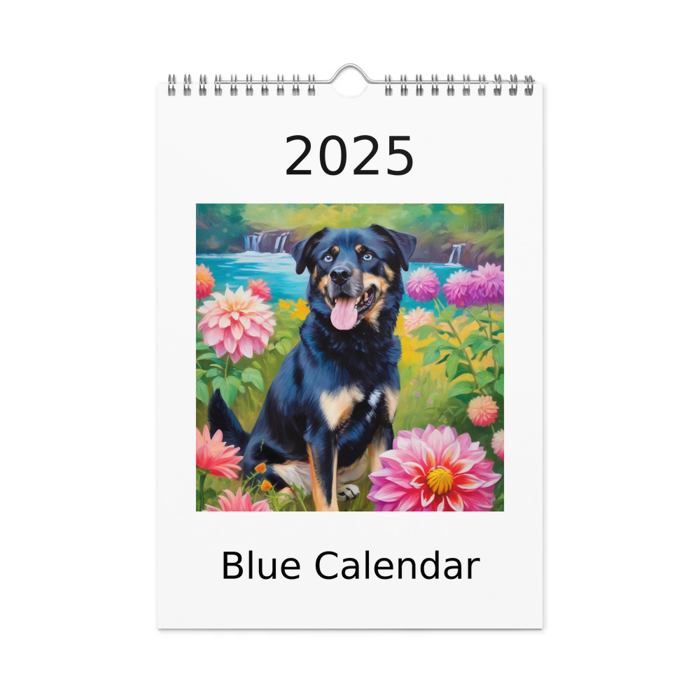 PugMug Custom Blue Wall Calendar (2026)