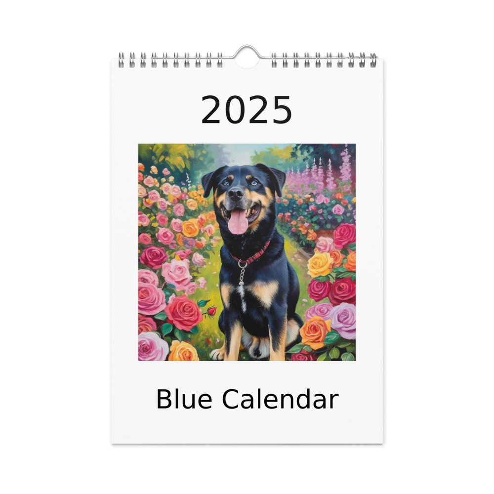 PugMug Custom Blue Wall Calendar (2026)