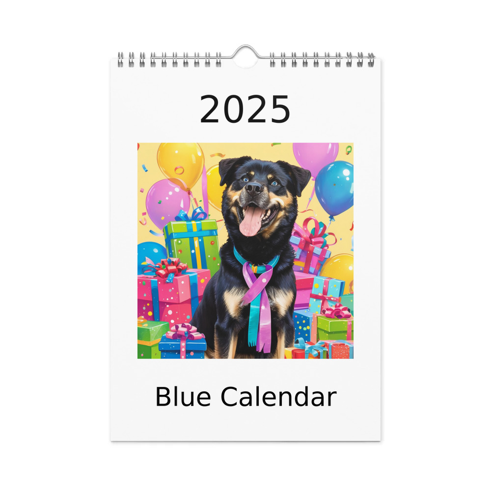 PugMug Custom Blue Wall Calendar (2026)