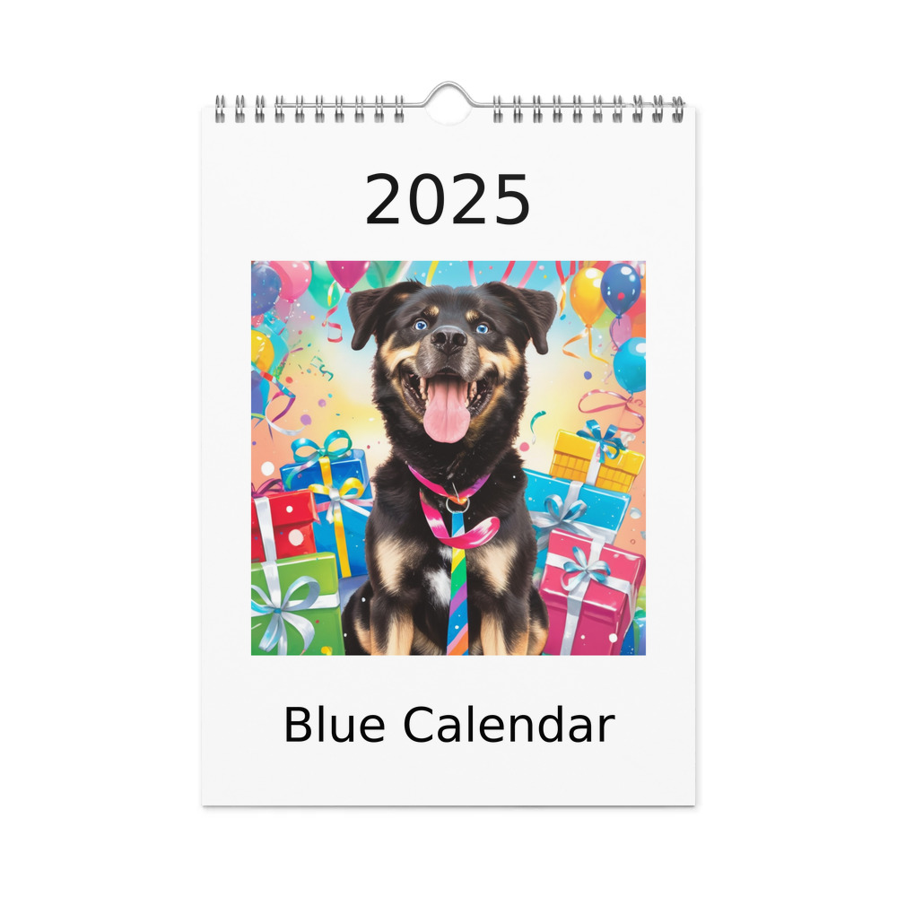 PugMug Custom Blue Wall Calendar (2026)