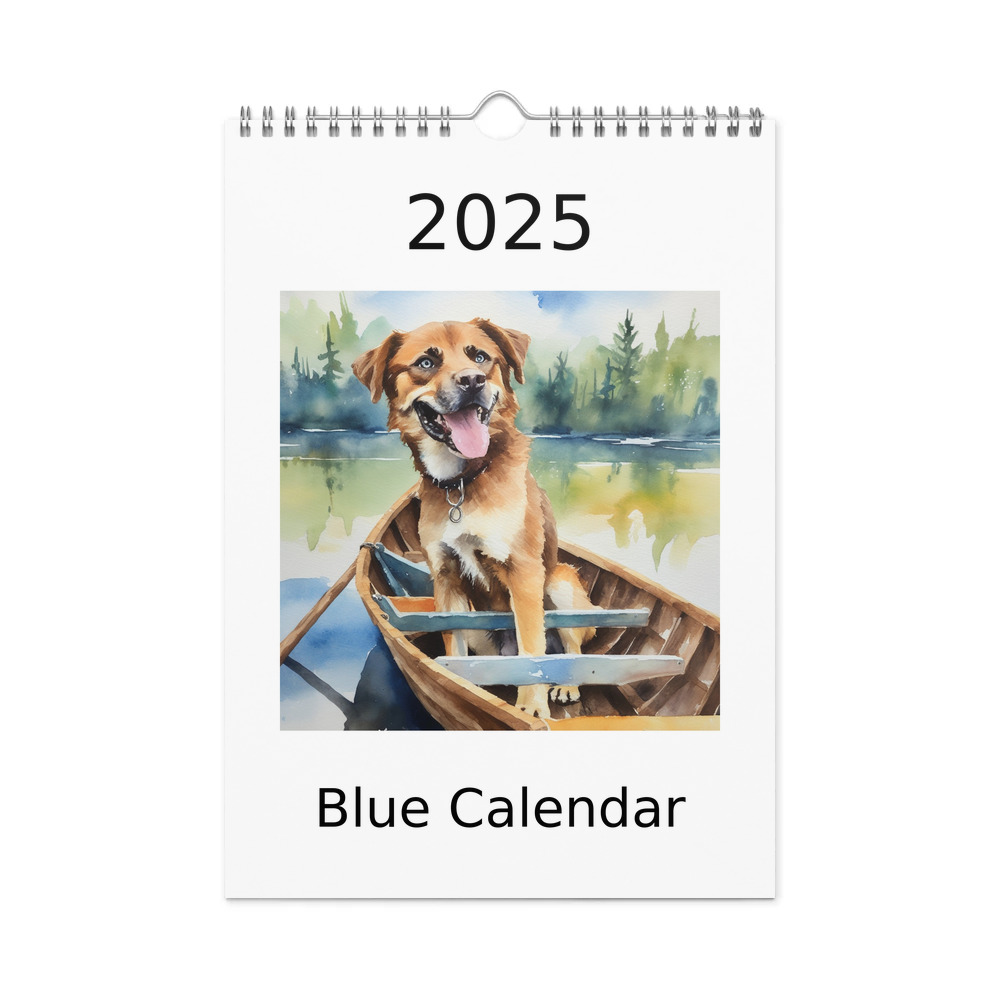 PugMug Custom Blue Wall Calendar (2026)