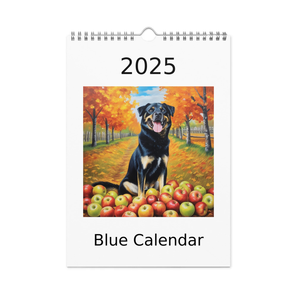 PugMug Custom Blue Wall Calendar (2026)