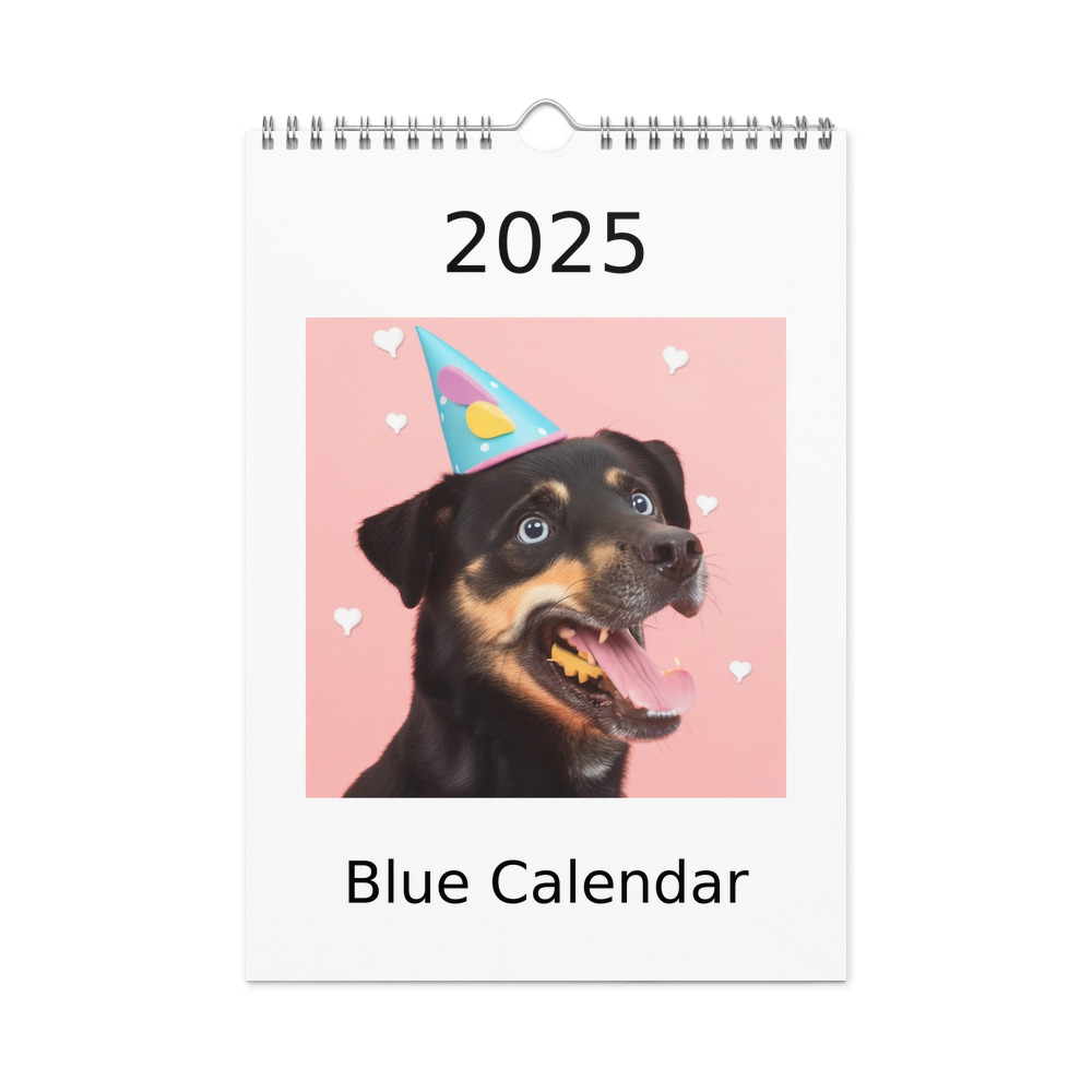PugMug Custom Blue Wall Calendar (2026)