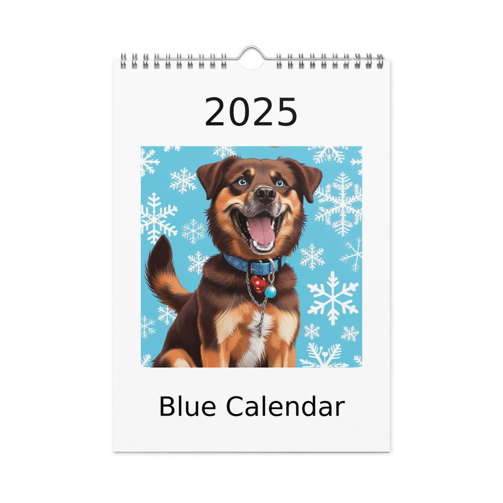 PugMug Custom Blue Wall Calendar (2026)