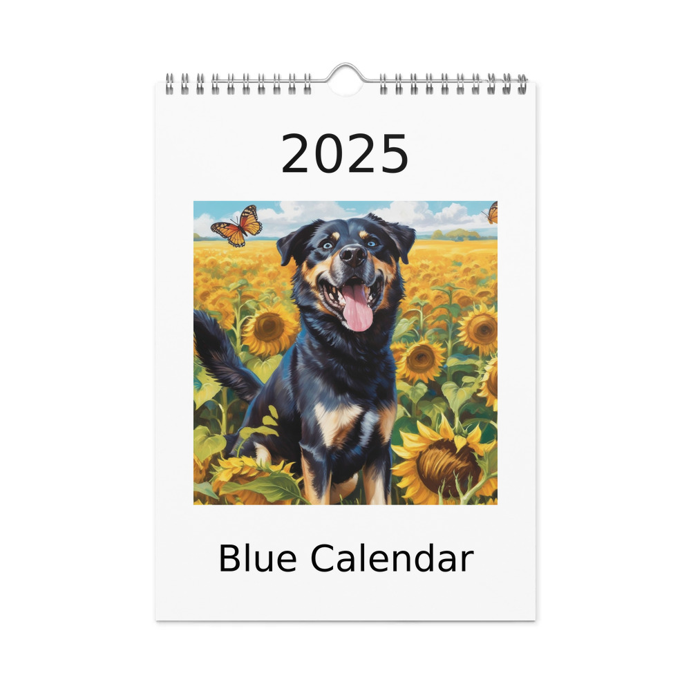PugMug Custom Blue Wall Calendar (2026)