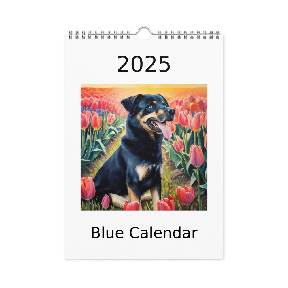 PugMug Custom Blue Wall Calendar (2026)