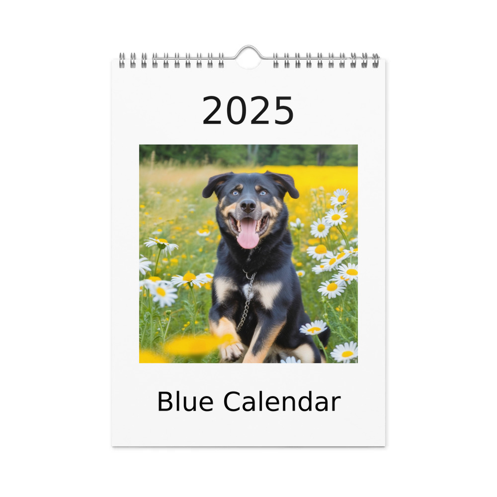 PugMug Custom Blue Wall Calendar (2026)