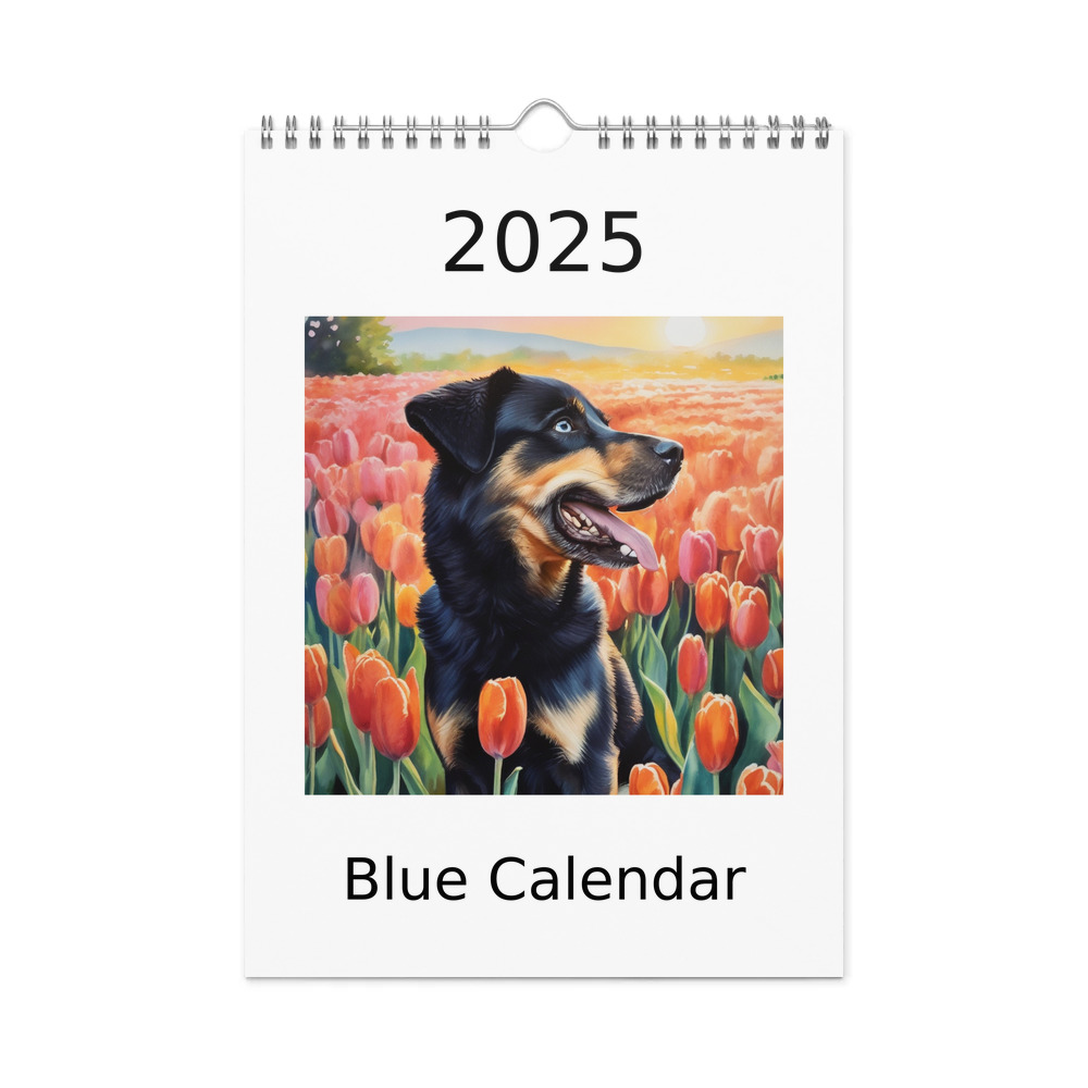 PugMug Custom Blue Wall Calendar (2026)