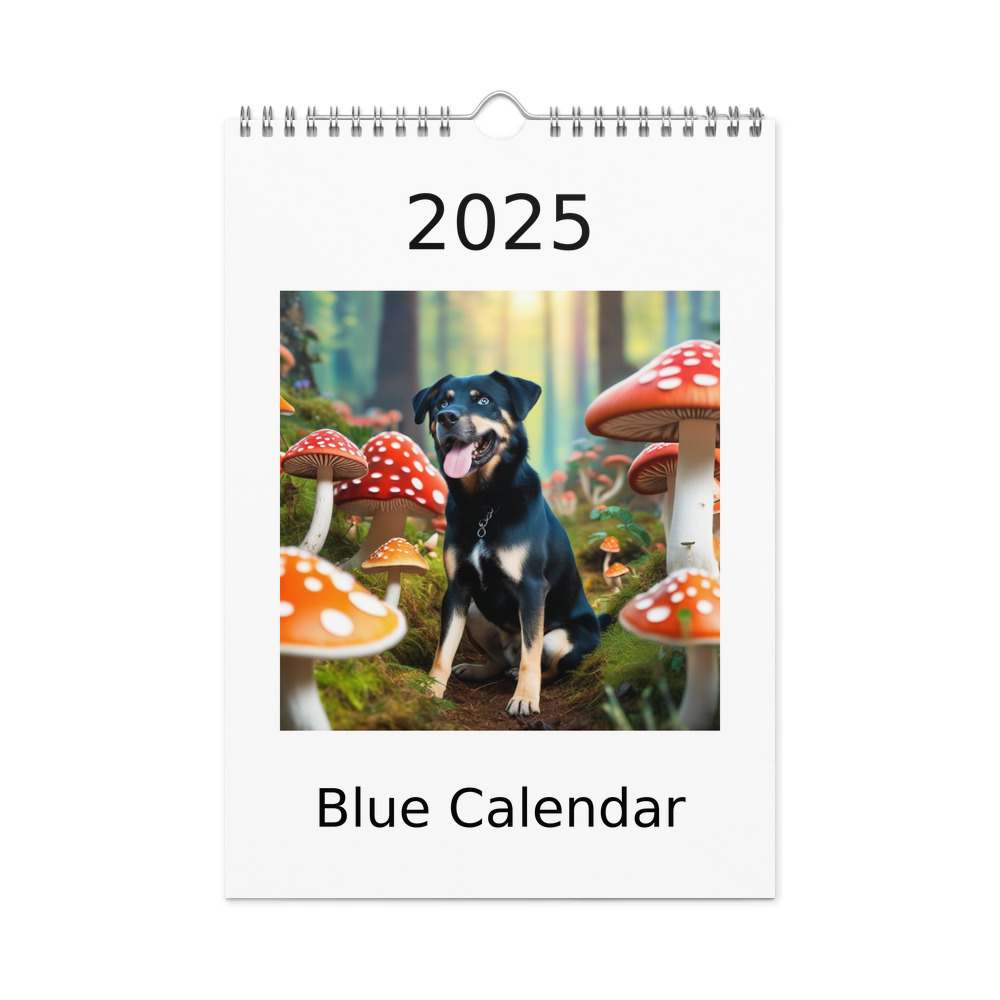 PugMug Custom Blue Wall Calendar (2026)