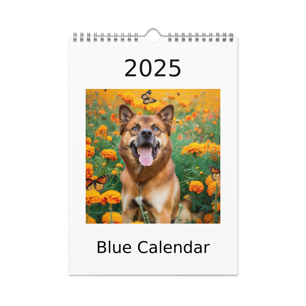 PugMug Custom Blue Wall Calendar (2026)