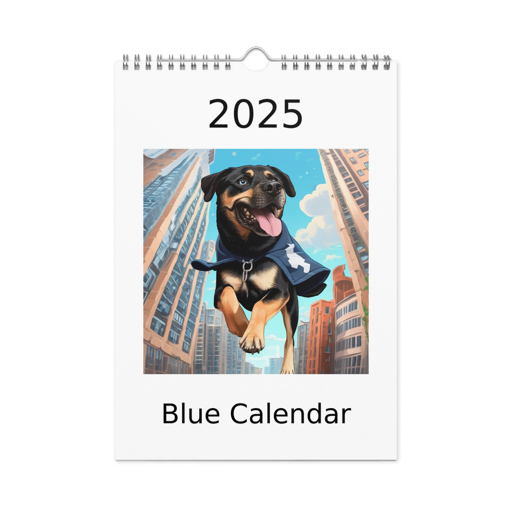 PugMug Custom Blue Wall Calendar (2026)
