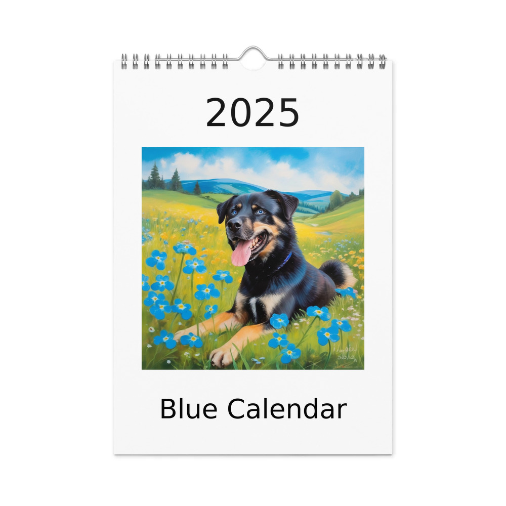PugMug Custom Blue Wall Calendar (2026)